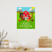 Herbst Barnyard Geburtstag Dunkle Haut Mädchen Wil Poster (Küche)