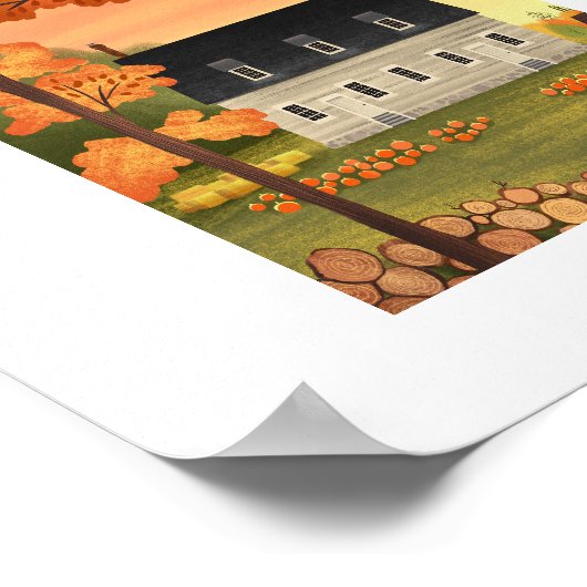 Herbst Bauernhof Herbst Kürbiskolonne Kunstdrucker Poster (Ecke)