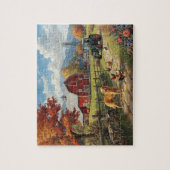 Herbst Bauernhof Hund Traktor Rote Scheune Herbsts Puzzle (Vertikal)