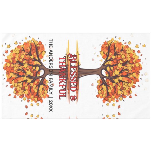 Herbst Baum Frohes Erntedankfest Gesegnet  Tischdecke (Vorderseite (Horizontal))
