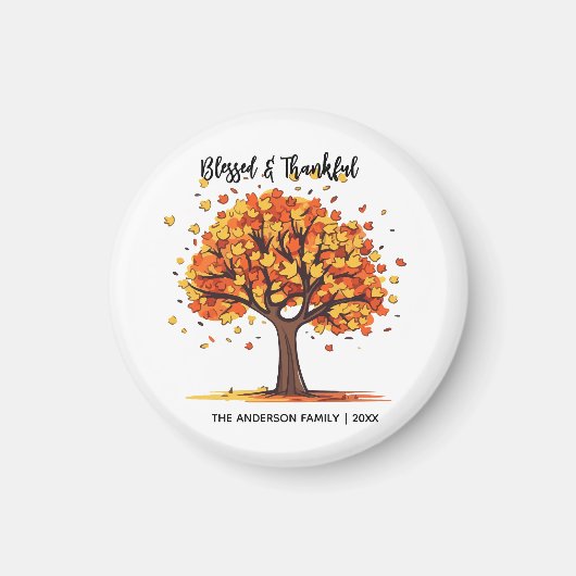 Herbst Baum Frohes Thanksgiving Gesegnet Magnet (Vorne)