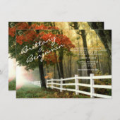 Herbst-Baum-Herbstlaub-Zaun-Hochzeits-Einladungen Einladung (Vorne/Hinten)