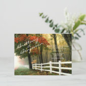 Herbst-Baum-Herbstlaub-Zaun-Hochzeits-Einladungen Einladung (Stehend Vorderseite)