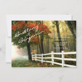 Herbst-Baum-Herbstlaub-Zaun-Hochzeits-Einladungen Einladung