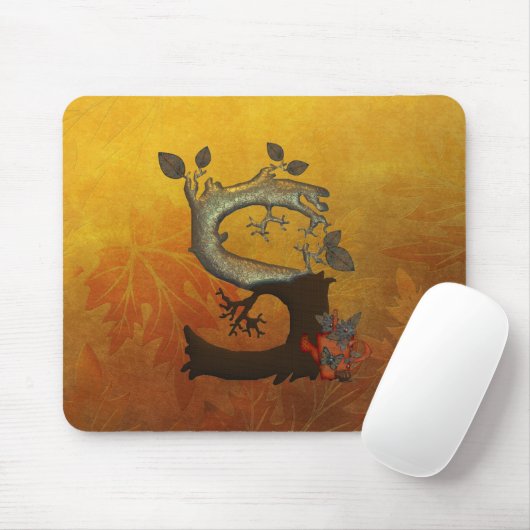 Herbst-Baum-Monogramm S Mousepad (Mit Mouse)