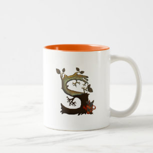 Herbst-Baum-Monogramm S Zweifarbige Tasse