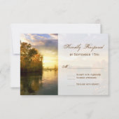 Herbst-Bäume Fluss Sunset Wedding RSVP Karten (Vorderseite)
