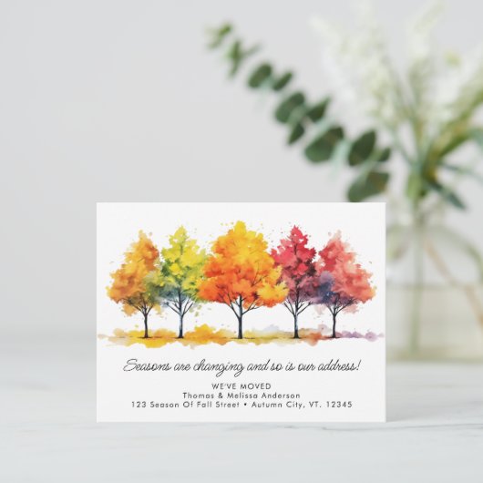 Herbst Bäume neue Adresse, die wir verschoben Herb Ankündigungspostkarte (Stehend Vorderseite)