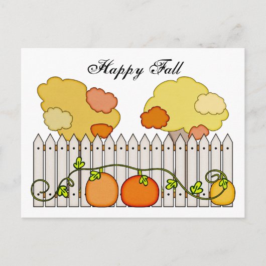 Herbst-Bäume Pumpkin-Zaun Postkarte (Vorderseite)