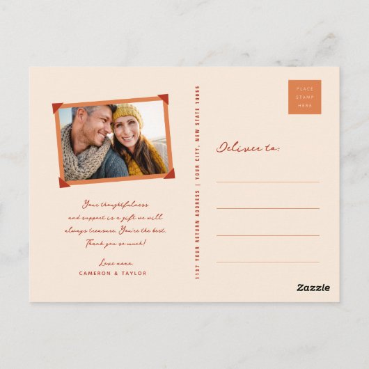 Herbst Bäume rustikale Custom Danke Postcard Postkarte (Rückseite)