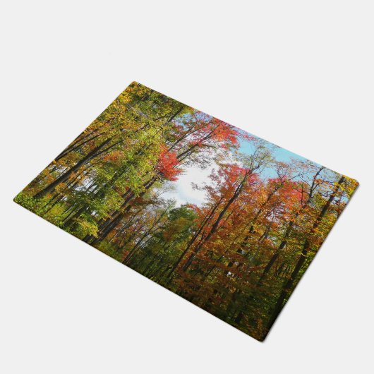 Herbst Bäume und Blue Sky Herbst Natur Fotografie Fußmatte (Schrägansicht)