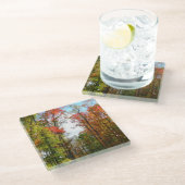 Herbst Bäume und Blue Sky Herbst Natur Fotografie Glasuntersetzer (Schrägansicht)