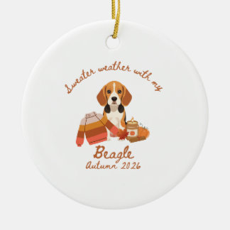 Herbst-Beagle-Hygge Keramik Ornament