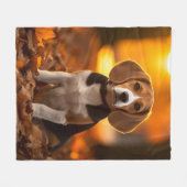 Herbst Beagle Pup Fleecedecke (Vorderseite (Horizontal))