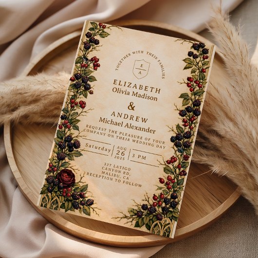 Herbst-Beeren-Botanische Hochzeit Einladung