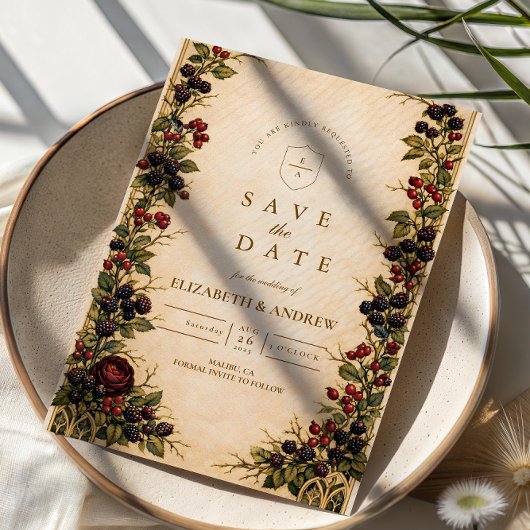 Herbst-Beeren-Botanische Hochzeit Save The Date