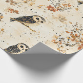 Herbst-Beige-Eule-Botanik-Waldmuster Geschenkpapier (Ecke)
