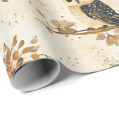 Herbst-Beige-Eule-Botanik-Waldmuster Geschenkpapier (Rolleneckpunkt)