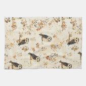 Herbst-Beige-Eule-Botanik-Waldmuster Geschirrtuch (Horizontal)