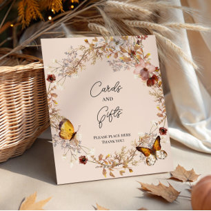Herbst-Beige-Wildblumen-Wasserfarben-Podest-Schild Sockelschild