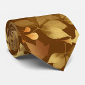 Herbst belässt Gold und Braun Muster Krawatte (Gerollt)