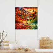Herbst Berg Flüssiger Sprühnebel Poster (Küche)