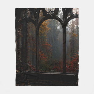 Herbst-Bibliotheksfenster-Flanelldecke Fleecedecke