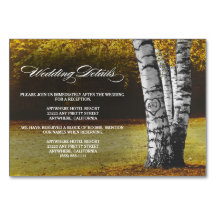 Herbst Birch Tree Hochzeitsempfang + Hotelkarten