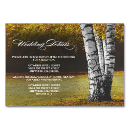 Herbst Birch Tree Hochzeitsempfang + Hotelkarten Tischnummer