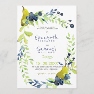 Herbst-Birnen-Beeren-Blumen-Rustikal Hochzeit nach Einladung
