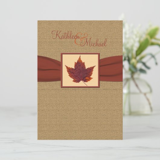 Herbst-Blatt-Hochzeits-Einladung Einladung (Stehend Vorderseite)
