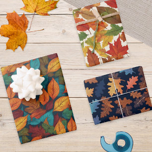 Herbst-Blatt-Muster Herbst-Saison Natur-Thema Geschenkpapier Set