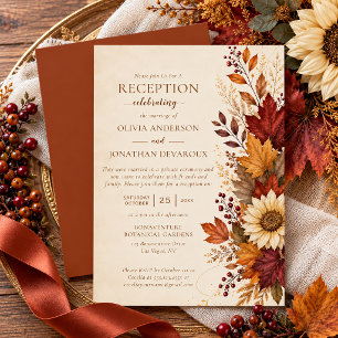 Herbst-Blatt-Sonnenblumen-Empfang-Only-Hochzeit   Einladung