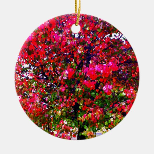 Herbst Blätter ändern, rosa impressionistische Bäu Keramik Ornament (Vorne)