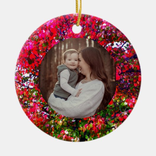 Herbst Blätter ändern, rosa impressionistische Bäu Keramik Ornament (Vorne)