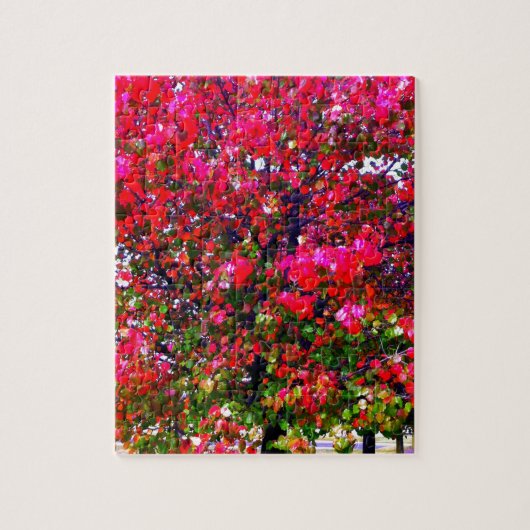 Herbst Blätter ändern, rosa impressionistische Bäu Puzzle (Vertikal)