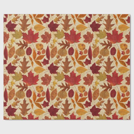 Herbst-Blätter auf Beige Geschenkpapier (Flach)