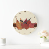 Herbst-Blätter auf Elfenbein-Uhr Große Wanduhr (Zuhause)