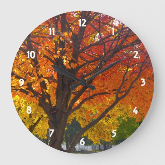Herbst-Blätter der gelben und orange Wand-Uhr Große Wanduhr (Vorderseite)