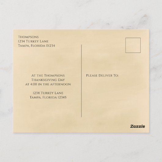 Herbst Blätter Eleganter Grüner Erntedank Postkarte (Rückseite)