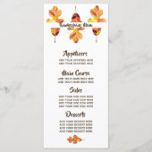 Herbst-Blätter fertigte Erntedank-Abendessen Menükarte (Vorderseite)