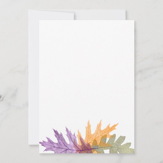 Herbst-Blätter führen Gold-Script-Abschluss Einladung (Rückseite)