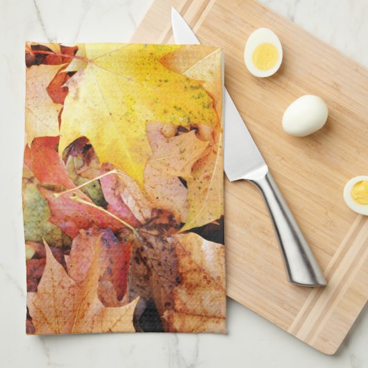 Herbst-Blätter Geschirrtuch (Viertel Falte)