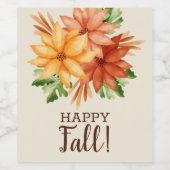 Herbst-Blätter Herbst floraler glücklicher Fall Weinetikett (Einzelnes Label)