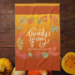 Herbst-Blätter Herbst Gemütlich rustikal glücklich Geschirrtuch