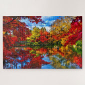 Herbst-Blätter Herbstsaison Jigsaw Puzzle mit See (Horizontal)