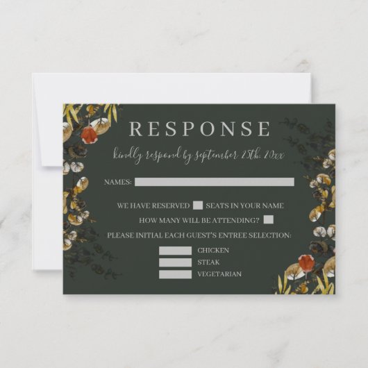 Herbst-Blätter-Hochzeitsfeier RSVP Karte (Vorderseite)