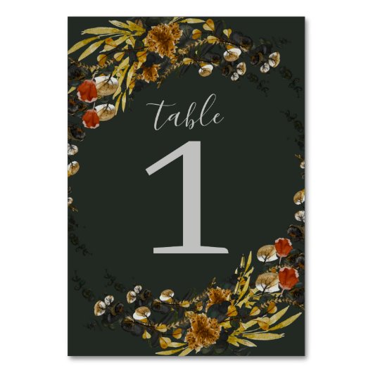 Herbst-Blätter-Hochzeitsfeier Tischnummer (Rückseite)
