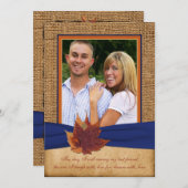 Herbst-Blätter, IMITAT Leinwand FOTO Hochzeit lädt Einladung (Vorne/Hinten)