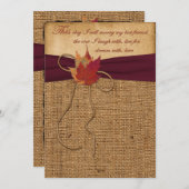 Herbst-Blätter, IMITAT Leinwand-Hochzeit lädt 2 - Einladung (Vorne/Hinten)